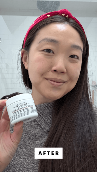 Lee after applying the Kiehls Ultra Facial Cream
