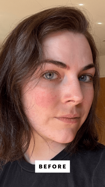 Allure senior news editor Nicola DallAsen before using the  RCo Bleu Essential Shampoo  Conditioner Set