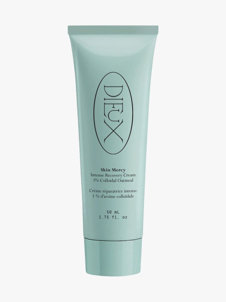 Dieux Skin Mercy Intense Recovery Cream mint tube on light gray background